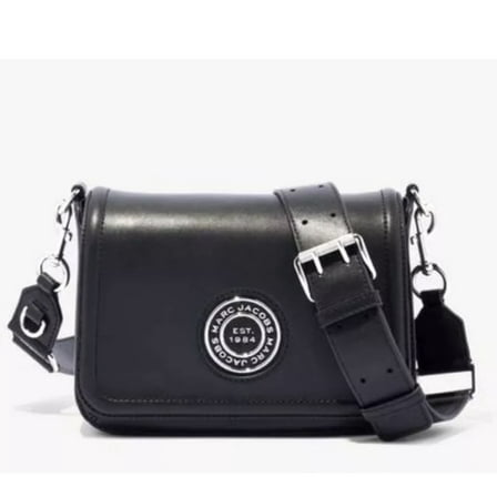 Marc Jacobs Women's Black Insignia Logo Full Flap Leather Crossbody Bag