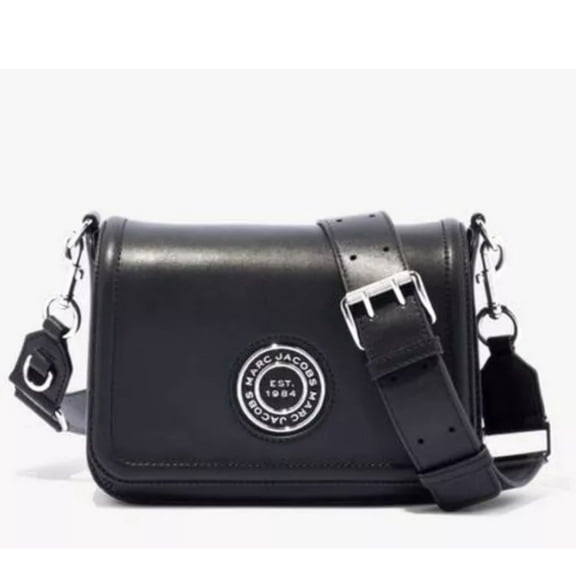 Marc Jacobs Women's Black Insignia Logo Full Flap Leather Crossbody Bag
