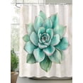 thumbnail image 2 of Turquoise Succulent Shower Curtain Set ，Waterproof Fabric Shower Curtains Watercolor Green Leaves Ferns Plants Shower Curtains for Bathroom,Bathroom Decor 36"x72", 2 of 6