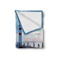 thumbnail image 2 of Maritime Soft Flannel Fleece Throw Blanket, Calm Ocean at Sunrise Wooden Rustic Pier and Lighthouse Picture, Cozy Plush for Indoor and Outdoor Use, 50" x 70", Dark Brown Slate Blue, by Ambesonne, 2 of 6