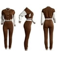 thumbnail image 5 of Women Trousers Autumn Baseball Suit Two Piece Set Solid Coat Long Pants Fashion Tracksuits Outfits Set, 5 of 6
