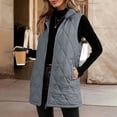 thumbnail image 4 of QTISFD Women's Puffer Vest Zip Up Sleeveless Plaid Solid Puffy Jackets Fall Winter Casual Loose Comfy Mid Length Coats Jacket, 4 of 9