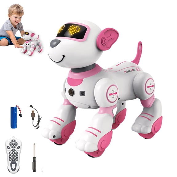 Programmable Intelligent Robot Dog Toy with Remote Control, Smart Interactive Robotic Puppy Pet for Ages 4 , Birthday Christmas Gift for Boys Girls, Educational Toy
