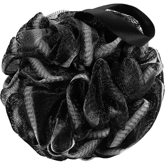 Bath Shower Loofah Sponge 60g Bath Mesh Pouf Shower Ball Body Scrubber Exfoliating Bath Sponge for Women and Men, Set of 1, Black