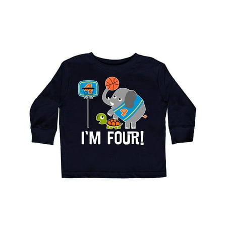 

Inktastic Basketball 4th Birthday for 4 Year Old Gift Toddler Boy Girl Long Sleeve T-Shirt