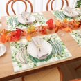 thumbnail image 4 of Fall Placemats Set of 6 Green Pumpkins Eucalyptus Leaves Harvest Farmhouse Autumn Table Mats Thanksgiving Seasonal Linen Waterproof Kitchen Dining Table Decoration Indoor Outdoor 12x18 Inch, 4 of 6