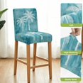thumbnail image 4 of Teal Palm Tree Bar Stool Covers - Stretch Dining Chair Covers Set of 6, Summer Beach Botanical Coconut Plants Bar Chair Cover Removable Counter Stool Pub Chairs Slipcovers Protectors for Kitchen/Cafe, 4 of 9