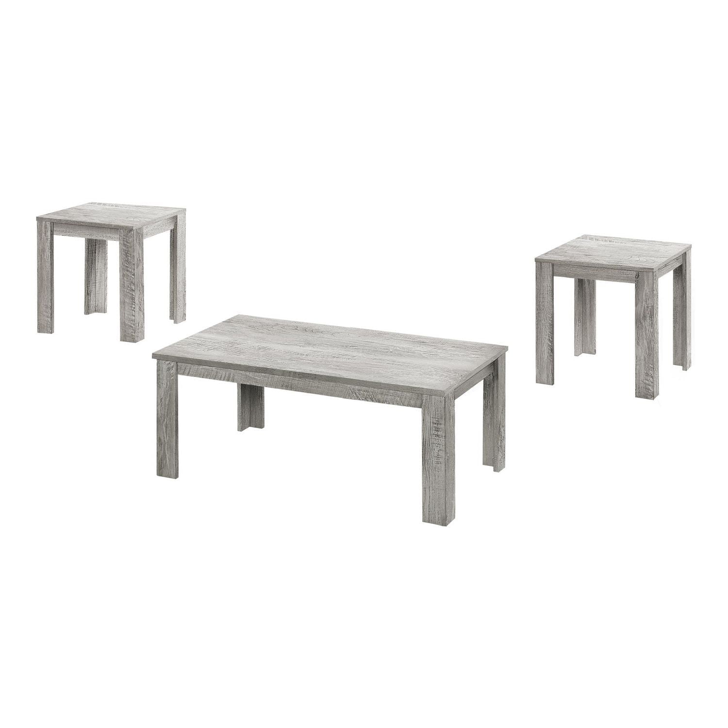 Monarch Specialties Ensemble De Table, Ensemble 3pcs, Café, Bout, Côté, Accent, Salon, Stratifié, Gris, Transitionnel