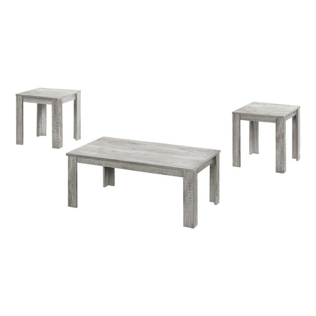 Monarch Specialties Table Set, 3pcs Set, Coffee, End, Side, Accent, Living Room, Laminate, Grey, Transitional