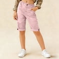 thumbnail image 2 of Plebaso Kids Summer Shorts Knee Length Shorts Boys Girls Zipper Button Casual Short Pants with Pockets, 2 of 6