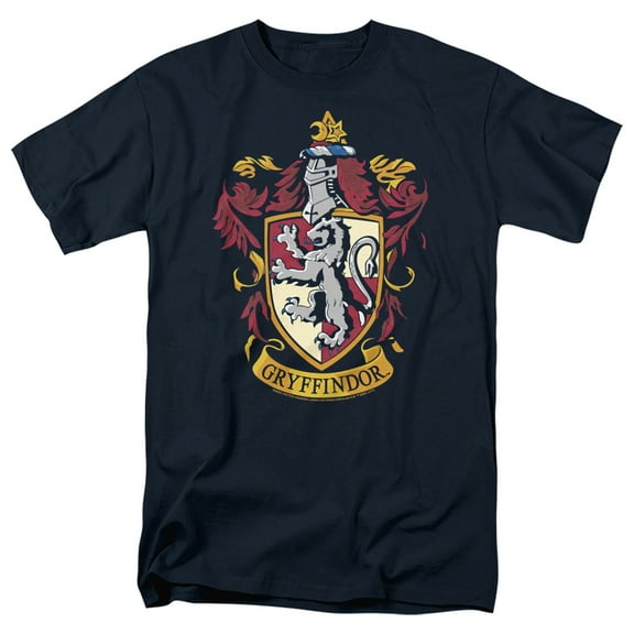 Harry Potter Gryffindor Crest Unisex Adult T Shirt, Navy, Small