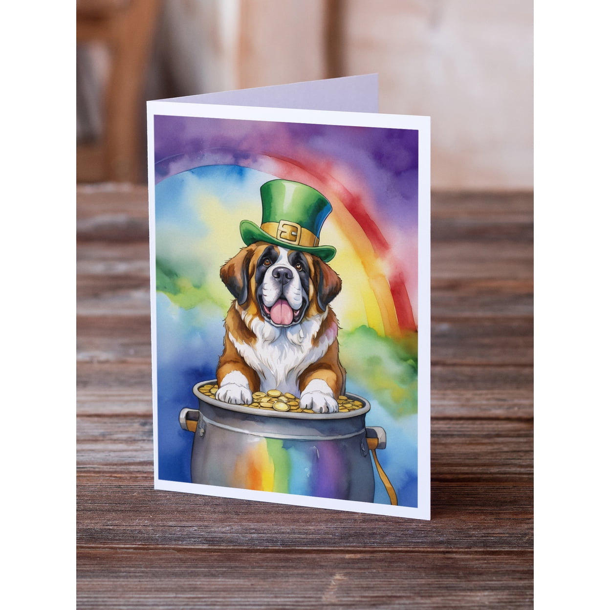 Saint Bernard St Patrick's Day Greeting Cards Pack of 8 7 in x 5 in