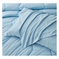 thumbnail image 4 of saney Chambray Blue Comforter Set Oversized King Size 3-Piece Fluffy Soft Lightweight Bedding Honeycomb Geometric Stone-Washed Microfiber Comforter Set for All Season, 4 of 8