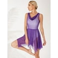 thumbnail image 4 of Zaldita Lyrical Dance Dress for Women Asymmetrical Praise Dance Tunic Overlay Worship Dress Purple XL, 4 of 7