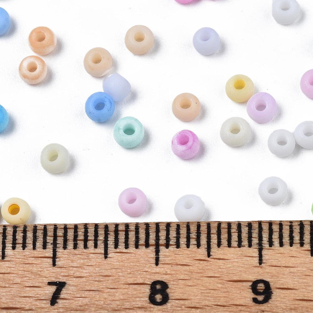 8/0 Opaque Glass Seed Beads Round Hole Frosted Colours Round Mixed Color 3~4x2~3mm Hole: 0.8mm about 15000pcs/Pound