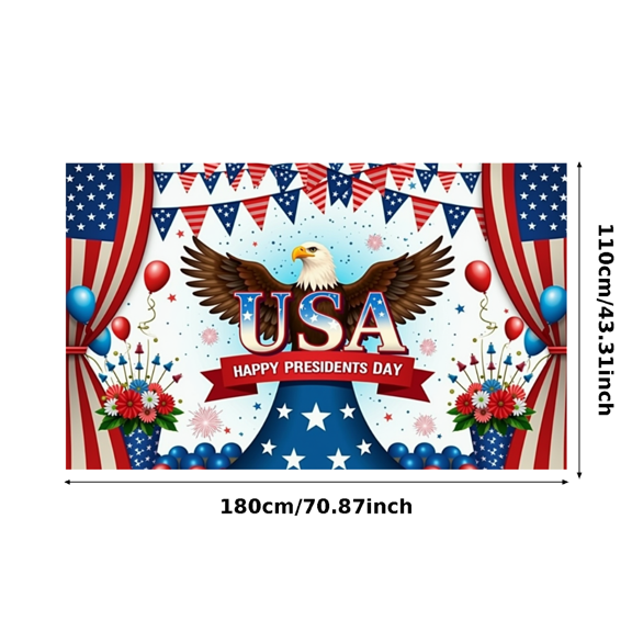 Decorative Design USA Banner Colorful Theme Presidents Day Flag Decoration Eagle Backdrop for Independence Day Celebration Patriotic Events National Holidays