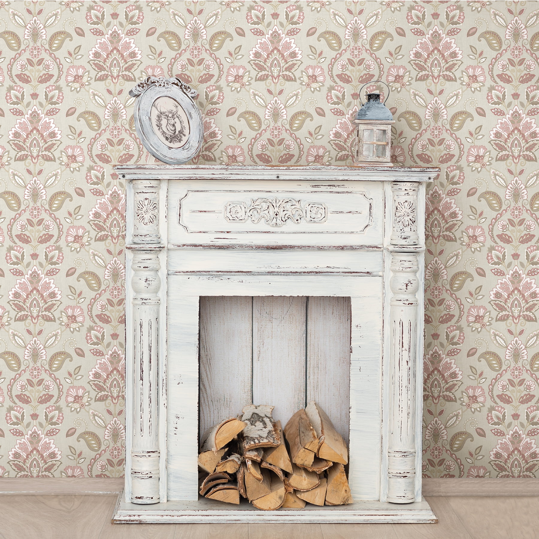 Chesapeake Rayleigh Pink Floral Damask Wallpaper