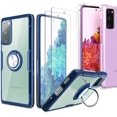 thumbnail image 1 of [4 Items] 2 PCS Case for Samsung Galaxy S20 FE 5G+2 Pack Tempered Glass Screen Protector, Shockproof Protective Rugged Bumper Cover Rotatable & Clear TPU Case for S20 FE, Navy&Clear, 1 of 7