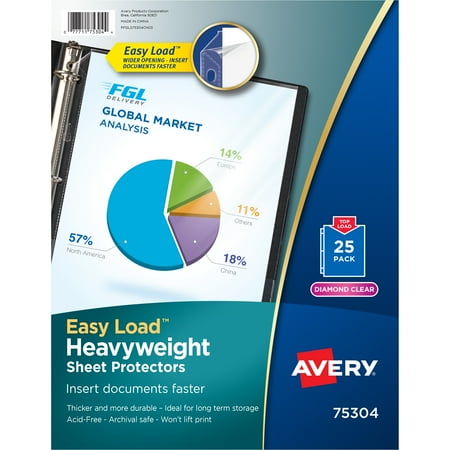 Avery Diamond Clear Heavyweight Sheet Protectors, Acid-Free, Archival Safe, Top Loading, 25 Protectors (75304)