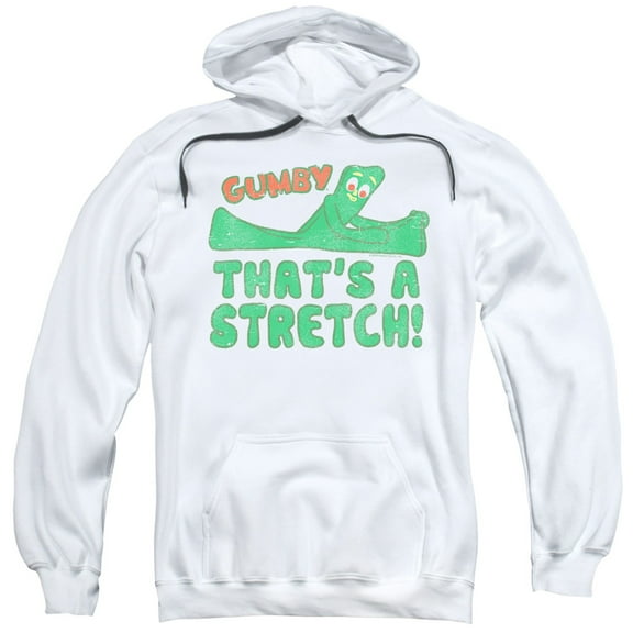 Trevco Gumby-Thats A Stretch Adult Pull-Over Hoodie, White - 2X