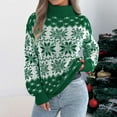 thumbnail image 2 of larppty Women 2025 Fall Casual Turtleneck Long Sleeve Chunky Oversized Ribbed Tunic Sweaters Pullover Knitted Printed Tops (Green, M), 2 of 8