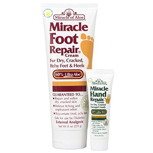 Miracle Foot Repair Cream 8 Ounce Tube Plus Miracle Hand Repair 1 Ounce Tube Both with 60