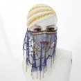 thumbnail image 3 of 5 Colores Fiesta de Halloween Danza Del Vientre Velo Facial Etapa Rendimiento Velo de Desgaste - Azul, se describe Soledad Velo facial para danza del vientre, 3 of 8