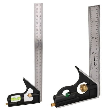 

6 + 12 Engineers Square Adjustable Combination Set Square + Spirit Level 2pc
