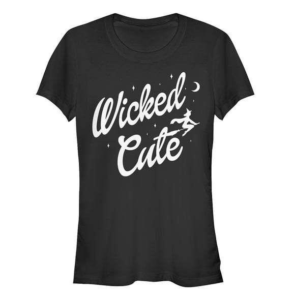 Junior's CHIN UP Halloween Wicked Cute Witch  Graphic Tee Black 2X Large