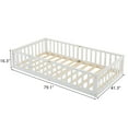 White Painted Pine Twin Children‘s Fence Bed with Door and Decorative