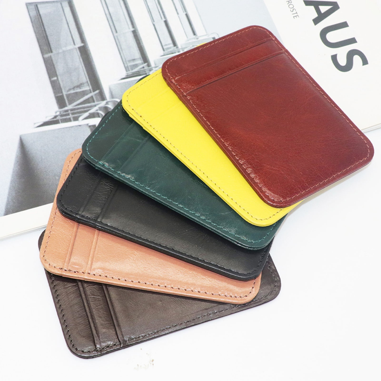Juliy Card Holder Slim Small Wallet Faux Leather Solid Color Drivers ...