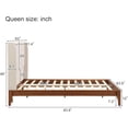 thumbnail image 2 of Queen Size Bamboo Platform Bed, Mid-Century Bed Frame with Tall Upholstered Headboard, Wood Slat Support, No Box Spring Needed, Easy Tool-Free Assembly, Beige+Brown, 2 of 7