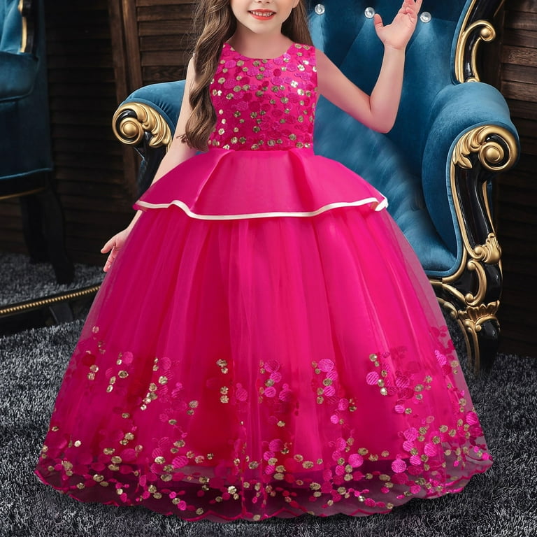 Akiihool Flower Girls Dresses Kids Toddler Girls Solid Spring Winter Lace  Long Sleeve Tulle Princess Dress Clothes(RD2,8-9Years)