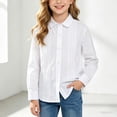 thumbnail image 2 of WUANDIXFA Girls Collared Shirt Girls Long Sleeve Shirt Top Comfortable Breathable Stylish Vertical Long Sleeved Shirt Back to School,White,7-8 Years, 2 of 6