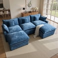 thumbnail image 3 of Vcatnet 107" Modular Sectional Sofa Couch Chenille Cloud Couch with 2 Ottomans L Shaped Oversized Modern Minimalist Couch for Living Room, Blue, 3 of 11