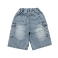 thumbnail image 4 of XEGLSBU Boys Jeans Size 6 Pull on Boy's Elastic Waist Wide Leg Casual Loose Sev En Eighths Jeans with Pockets Light Blue-d Size 11-12 Years, 4 of 9
