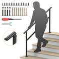thumbnail image 6 of Dovov Handrail for Outdoor Steps, 4-5 Steps Outdoor Stair Railing Wrought Iron Hand Rails Indoor Outdoor Staircase Handrails for Concrete Steps or Wooden Stairs, 6 of 10