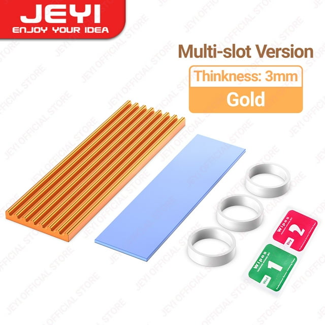 M.2 SSD Heatsink Aluminum Cooler Multi-version NVMe Radiator with Thermal Pad, Dust Paper for PS5/PC/Laptop M2 2280 SSD 3mm Slot Gold