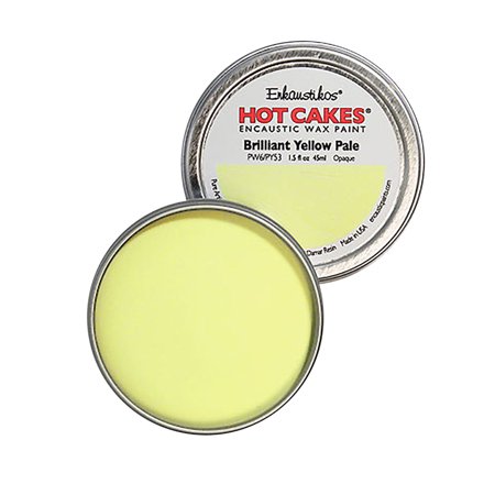 UPC: 0813043011410 | Enkaustikos Hot Cake Encaustic Wax Paint  1.5 oz. Tin  Brilliant Yellow Pale