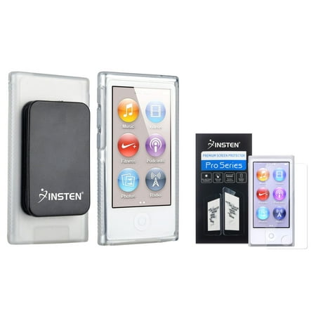 Insten Clear TPU Rubber Case Cover w/ Belt Clip+2x Protector For iPod Nano 7 7th 7G (Best Clip Case For Ipod Nano 7th Generation)