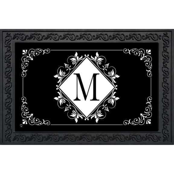 Briarwood Lane Everyday Doormat 30x18 Indoor Outdoor Black and White Monogram M Doormat