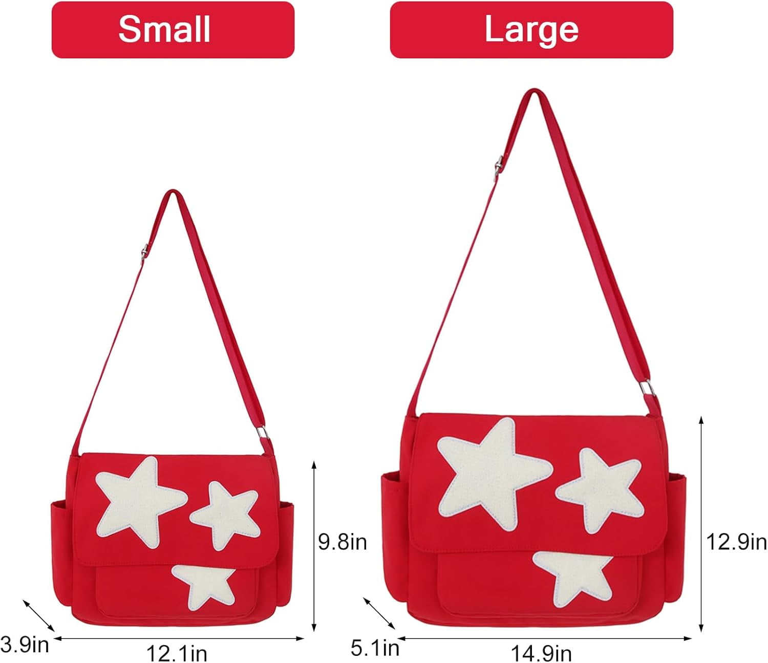 Cute Messenger Bag, Aesthetic Crossbody Bag, Y2K Star Grunge Bag Emo Shoulder Tote Purse for Women