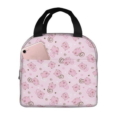 Insulated Lunch Bag for Women Men - Charming Cartoon Pink Cute Pig Leakproof Cooler Lunch Box for Women Men  Lunch Tote Bags for Work School Picnic Travel