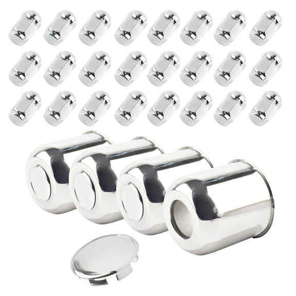 RhinoTuning 4.25” Hub Stainless Trailer Wheel Center Caps Push Thru Metal Hub center Caps 4Pcs HubCaps With 24Pcs Nuts