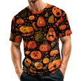 thumbnail image 2 of Halloween Shirts for Men Spider Witch Hat Graphic Short Sleeve Fall Tops Bat Print Crew Neck Funny Scary Tees L, 2 of 6