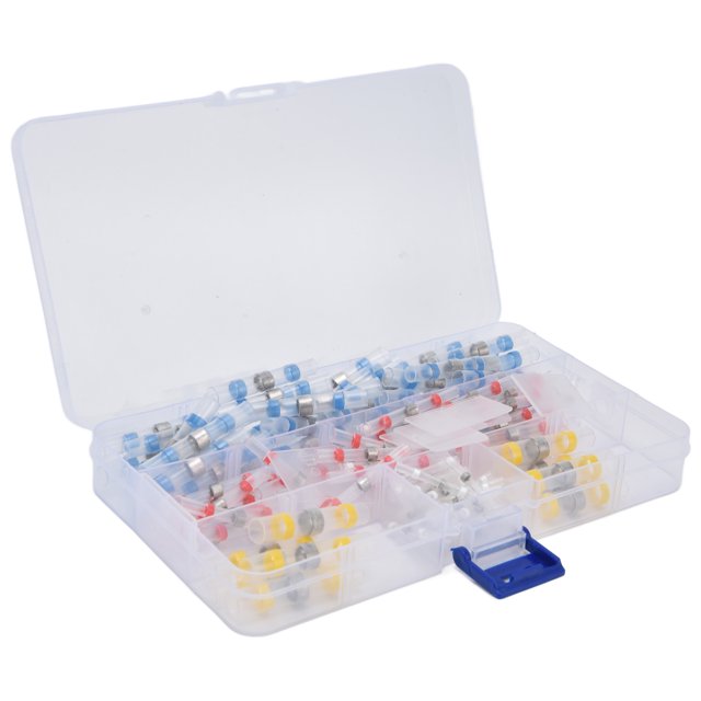 Heat Shrink Butt Connectors, Portable 2:1 Shrinkage Ratio Color Coded Solder Seal Butt Splice Boxed Easy To Identify With Storage Box For Marine For Automotive