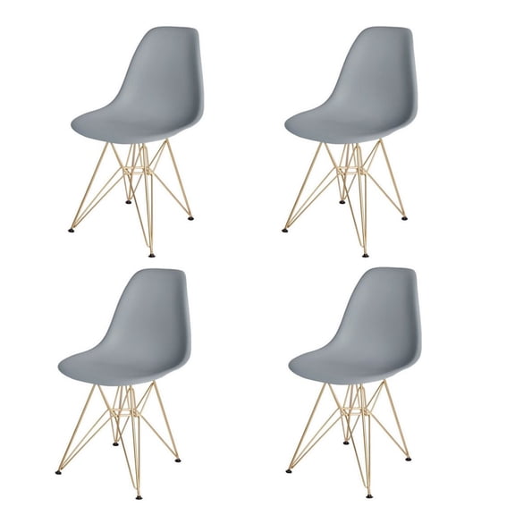 Eiffel Dining Chair with Gold Base - Medium Grey