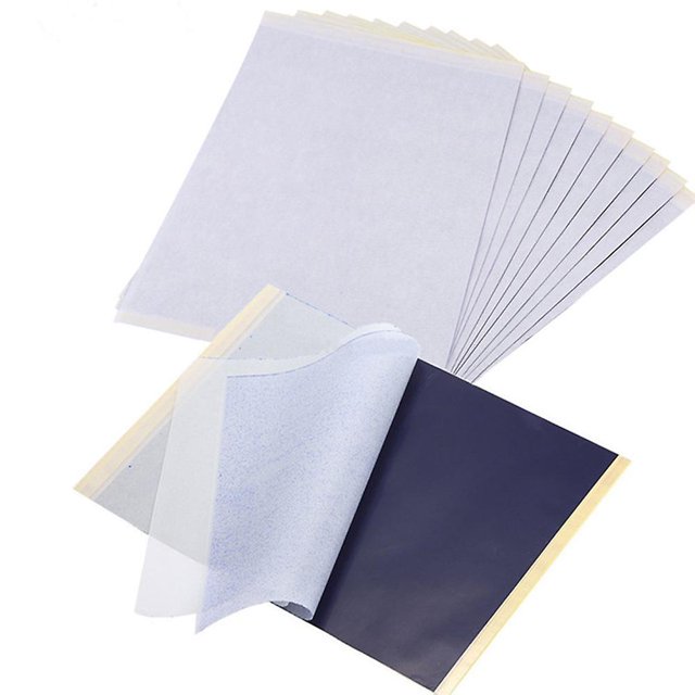 50/25/10 piezas de papeles de transferencia de tatuajes, papel de plantilla de copiadora térmica de tatuaje de tamaño A4 para accesorios de máquina de transferencia de tatuajes Feliz Sencillez