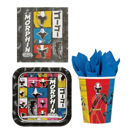 - Power Rangers Party Bundle: 8x Plates, 16x Lunch Napkins, 8x Cups