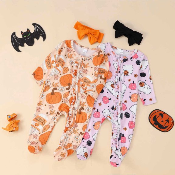 sususu Baby Girl Boy Footie Romper One Piece Jumpsuit Sleeper Clothes (Orange,0-3 Months)